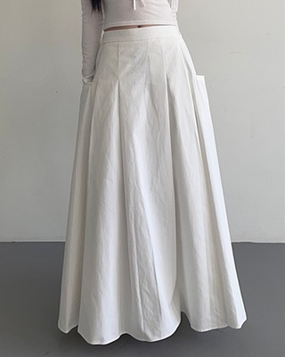 peach cotton long skirt (3color)