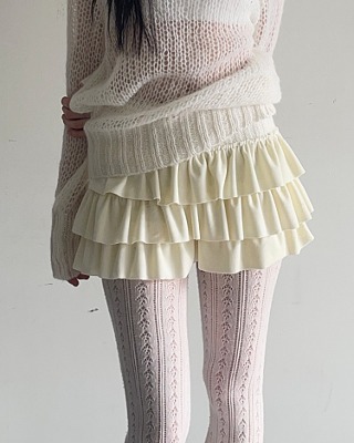frill velvet mini skirt pants (2color)