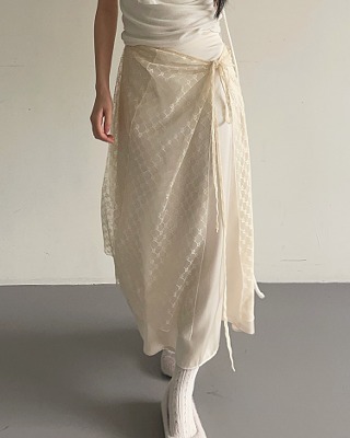 flower see-through wrap skirt (2color)