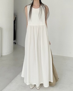 plain linen long dress (2color)