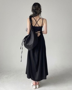 backless satin dress (3color)