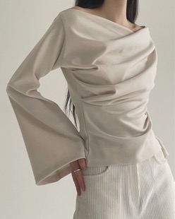 flared sleeve drape blouse (3color)