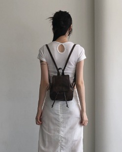 leather mini backpack (2color)