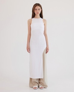 round one slit dress [white]