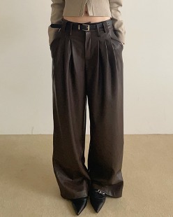 skin leahter belt set pants (2color)