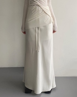 easy satin long skirt (2color)