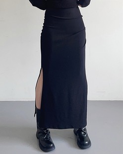 two slit shirring skirt