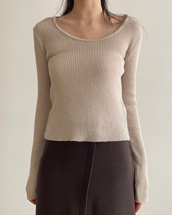 wool simple u-neck knit (2color)