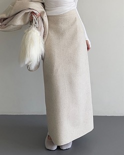 soft wool maxi skirt (4color)