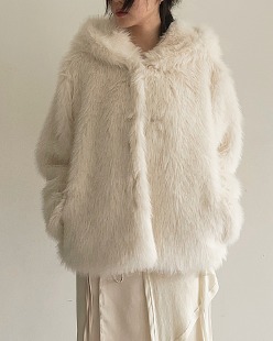 hoody fur jacket (2color)