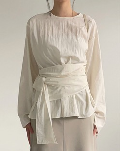 soft cotton wrap blouse (2color)