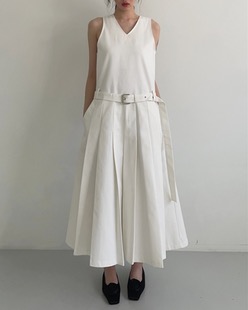 low pleats denim dress (2color)