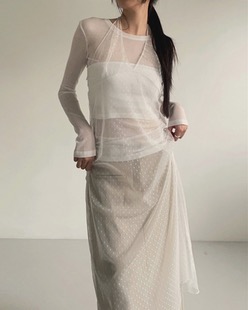 dot see-through dress (3color)