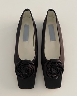 rose satin flat shoes (2color)