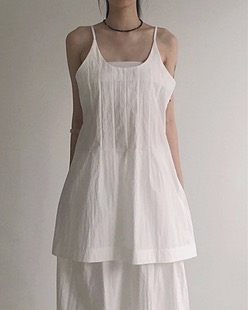 dry cotton pleats sleeveless (2color)