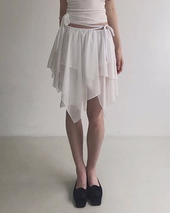 chiffon wrap mini skirt (2color)