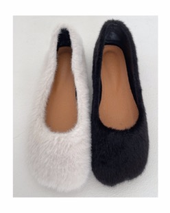 fake fur flat shoes (2color)