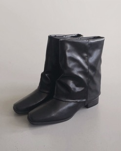 folding wrinkle leather boots (2color)